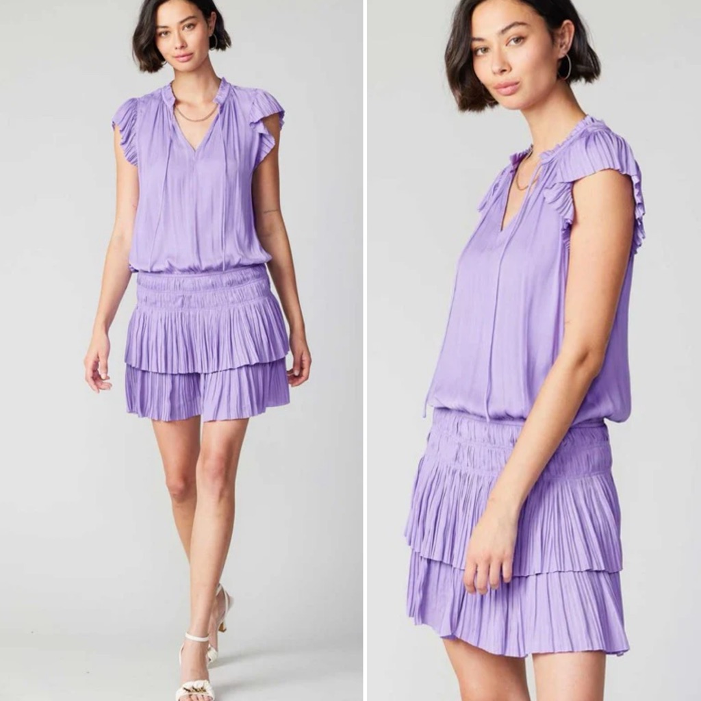 Bogo! Current Air Zoey Pleated Mini Dress Lavender Size Large